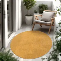 Paco Home In & Outdoor Tapis tissé plat uni moderne résistant aux intempéries pour terrasse cuisine Taille 120 cm Rond