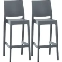 CLP - Ensemble de 2 tabourets de bar Maya, en plastique, couleur gris foncé