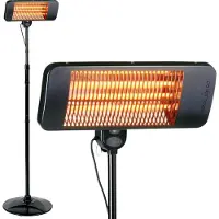Alpina Infrared Heater Stand - Terrace Heater 2000W 3 Heat Settings - Splashproof Terrace Heater IP24 with Infrared Panel