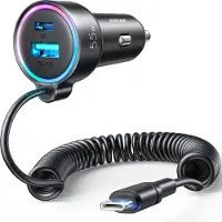 JOYROOM Chargeur de voiture Jr-Cl07, 3W1, 1Xusb 1Xusb-C + Câble Usb-C 55W (Noir)