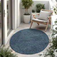 Paco Home In & Outdoor Tapis tissé plat uni moderne résistant aux intempéries pour terrasse cuisine Taille 80 cm Rond