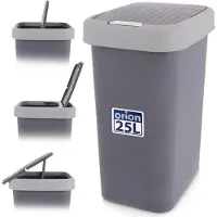 Orion | Poubelle - 12 L - Gris - Compacte avec couvercle rabattable - Idéale pour la salle de bain, le bureau et les petites cuisines - Corbeille à papier