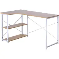 Happyment Table d'ordinateur en L Happiq - Bureau d'angle pour PC, ordinateur portable & jeux - Idéal pour le salon et le bureau - Avec double surface de travail et espace de rangement