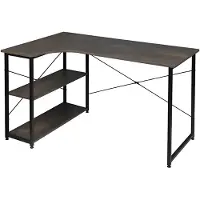 Happyment Table d'ordinateur en L Happiq - Bureau d'angle pour PC, ordinateur portable & jeux - Idéal pour le salon et le bureau - Avec double surface de travail et espace de rangement