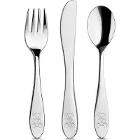 Orion | Set de couverts argent - 3 pièces en acier inoxydable - pour enfants - couteaux, fourchettes, cuillères - lavable en machine