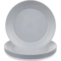 Orion | Assiette plate - Service de table - Set de 6 - Plastique - Rond - Gris - 23,5 cm - Lavable en machine - SANDY
