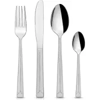 Orion | Set de couverts argent - 24 pièces acier inoxydable - Pour 6 personnes - Couteaux, fourchettes, cuillères et cuillères à café - Lavable en machine