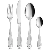 Orion | Set de couverts argent - 24 pièces acier inoxydable - Pour 6 personnes - Couteaux, fourchettes, cuillères et cuillères à café - Lavable en machine
