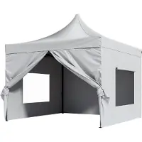 Happyment Abri de jardin pliable 3 x 3 m – Tente de réception / pavillon de luxe – Blanc – Imperméable, stable, sac de rangement inclus