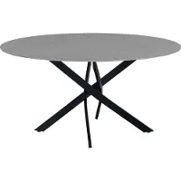 Happyment Table à manger ronde Diva – aspect marbre – gris – 4 personnes – pierre frittée – également pour l'extérieur – 150 × 150 × 76 cm