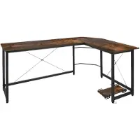 Happyment Bureau d'angle en L "Fioren" - 167 x 120 x 74,5 cm - Bureau à domicile, gaming & poste de travail - Rétro - P2 MDF & métal