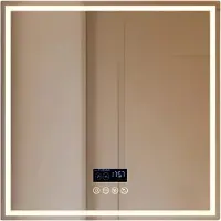 Happyment Grandios miroir de salle de bain LED - 80 cm - Avec Bluetooth, Lumière Dimmable & Anti-buée - Rond ou Carré