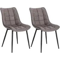 Happyment Luxe Chaises de salle à manger - Gris - Chaises avec accoudoirs - Chaise de salle à manger et de salon - Chaise Kuip - CuirPolyuréthane- Lot de 2