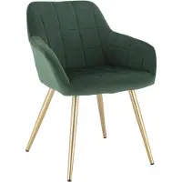 Happyment Luxe Chaise de salle à manger - Velours vert/or - Fauteuil avec accoudoirs - Chaise de salon - Chaise de cuisine - Kuipstuhl - 1 pièce