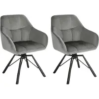 Happyment Lot de 2 chaises de salle à manger pivotantes - Chaises confortables rembourrées avec accoudoirs & dossier - Pour la cuisine, le salon & le restaurant