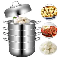 Happyment Cuiseur à vapeur - Cuiseur à vapeur d'aliments - Cuiseur de légumes - Marmite à couscous - Multisteamer - Cuiseur à vapeur à 5 étages