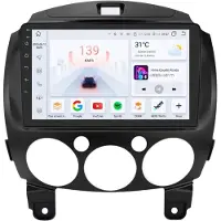 Happiq Autoradio avec Bluetooth et CarPlay pour Mazda 2 (2007-2014), compatible avec Apple et Android, chaîne stéréo, système de navigation, 6 Go de RAM, 64 Go de mémoire interne