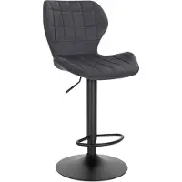 Happyment Chaise de bar Otta Industrial - Tabouret de bar avec dossier - Réglable en hauteur - Assise velours - Gris foncé - 1 pièce- Chaise de cuisine & de bar