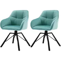 Happyment Lot de 2 chaises de salle à manger pivotantes - Chaises confortables rembourrées avec accoudoirs & dossier - Pour la cuisine, le salon & le restaurant