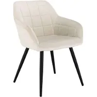 Happyment Chaise de salle à manger de luxe - velours crème - Fauteuil avec accoudoirs - Chaise de salon - Chaise de cuisine - Chaise à coque - 1 pièce