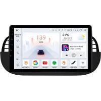 Happiq Autoradio avec Bluetooth et CarPlay pour FIAT 500 (2007-2014) – Compatible avec Apple et Android – Système stéréo – Système de navigation – 4 Go de RAM, 32 Go de mémoire interne – Écran 9 pouces