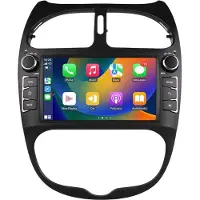 Happiq Autoradio avec Bluetooth, CarPlay, compatible avec Apple et Android, chaîne stéréo, navigation, système de navigation pour Peugeot 206 / 206CC / 206SW (2000-2008)