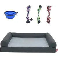 Happyment Lits pour chiens Valora – 91 cm – Canapé pour chien – Housse amovible – Lavable – Pour chiens et chats – Gris foncé