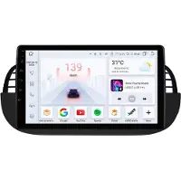 Happiq Autoradio avec Bluetooth et CarPlay pour FIAT 500 (2007-2014), compatible avec Apple et Android, chaîne stéréo, système de navigation, 6 Go de RAM, 64 Go de mémoire interne, écran 9 pouces