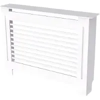 Happyment Couverture de radiateur Valora - 111x92 cm - Panneaux horizontaux en MDF - Élégant - Blanc
