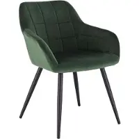 Happyment Chaise de salle à manger de luxe - Velours vert - Fauteuil avec accoudoirs - Chaise de salon - Chaise de cuisine - Chaise à coque - 1 pièce