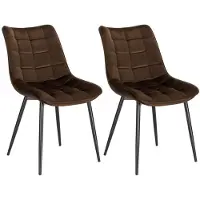 Happyment Luxe Chaise de salle à manger - Velours Marron Bordeaux - Chaise Kuip - Chaise de salon et de cuisine - lot de 2