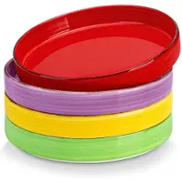 Happyment Zafiro Service de table - 4 pièces - Blanc/Doré - Assiettes plates, assiettes creuses & assiettes à déjeuner - Vaisselle élégante en céramique