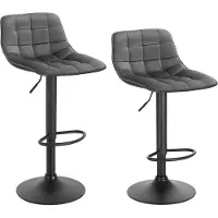 Happyment Tabouret de bar Terino velours - Bordeaux - Lot de 2 - Avec dossier - Ergonomique - Chaise de cuisine & bar - Réglable en hauteur 60-82cm