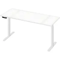 Happyment Happiq Bureau électrique réglable en hauteur - Bureau ergonomique pour le home office et le bureau avec port de chargement USB et fonction mémoire - 140x60 cm, Blanc