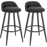 Happyment Tabouret de Bar en Cuir Manchester - Lot de 2 - Anthracite - Avec Dossier - Ergonomique - Chaise de cuisine - Hauteur d'assise 69 cm