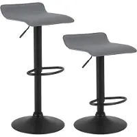 Happyment Tabouret de bar Wavey gris – Réglable en hauteur – Sans dossier – Lot de 2 – Cuisine et bar – Hauteur d'assise 56–78 cm