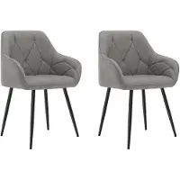 Happyment Set de 2 chaises de salle à manger - Chaises de cuisine rembourrées avec dossier et accoudoirs - Pieds en acier - Pour le salon, le bureau ou la coiffeuse - Velours
