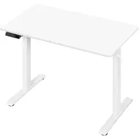Happyment Happiq Bureau électrique réglable en hauteur - Bureau ergonomique pour le home office et le bureau avec port de chargement USB et fonction mémoire - 100x60 cm, Blanc