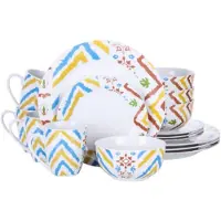 Happyment Bellavita Service de table - 16 pièces - 4 personnes - Blanc - Assiettes - Service de table - Assiettes creuses - Assiettes petit déjeuner - Servies - Ustensiles de cuisine