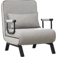 Happyment fauteuil-lit 3 en 1 - Chaise pliante réglable avec coussin amovible - Linge - Pour appartement ou dortoir - Gris clair - Place unique