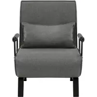Happyment fauteuil-lit 3 en 1 - Chaise pliante réglable avec coussin amovible - Linge - Pour appartement ou dortoir - Gris - Place unique