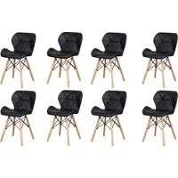 Happyment Chaises de salle à manger modernes - Set de 8 - Noir - Chaises de salon - Chaises de cuisine - Siège coque - Hauteur d'assise 38 cm