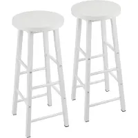 Happyment Tabourets de bar hauts Parijs – Lot de 2 – Sans dossier – Hauteur 71 cm – Blanc – Tabourets de cuisine et de bar – MDF et métal