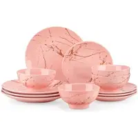Happyment Rosetta Ventina Service de table - 12 pièces - 4 personnes - Baby Rose - Assiettes - Service de table - Assiettes creuses - Assiettes petit déjeuner - Servies - Servies de cuisine