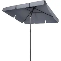 Happyment Parasol rectangulaire - Protection UV UPF 50+ - Hydrofuge & pliable - Pour jardin, terrasse & balcon - Couleur : Gris