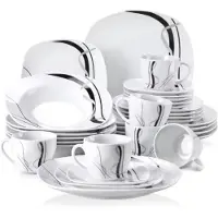 Happyment Regal Ovenschaal - 30 pièces - 6 personnes - Blanc - Assiettes plates et creuses - Céramique