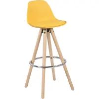 Bolt Happyment Tabouret de bar haut Zizi – Jaune – Tabouret de bar – Chaise de cuisine – Avec dossier – Simili cuir – Structure en bois massif – Hauteur d'assise 75 cm – 1 pièce
