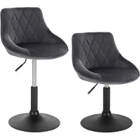 Happyment abouret de bar Delvia - Industriel - Bleu - Set de 2 tabourets de bar - Chaise de bar avec dossier - Chaise de cuisine - Réglable en hauteur - Velours