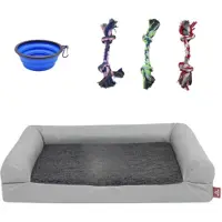 Happyment Lits pour chiens Tavien – 91 cm – Canapé pour chien – Housse amovible – Lavable – Pour chiens et chats – Gris clair