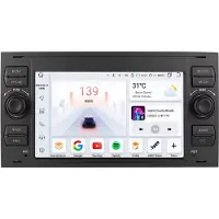 Happiq Autoradio avec Bluetooth, CarPlay, compatible avec Apple et Android, chaîne stéréo, navigation, système de navigation pour Ford Focus, Mondeo, Fiesta, Transit, Kuga, C-Max et S-Max Galaxy